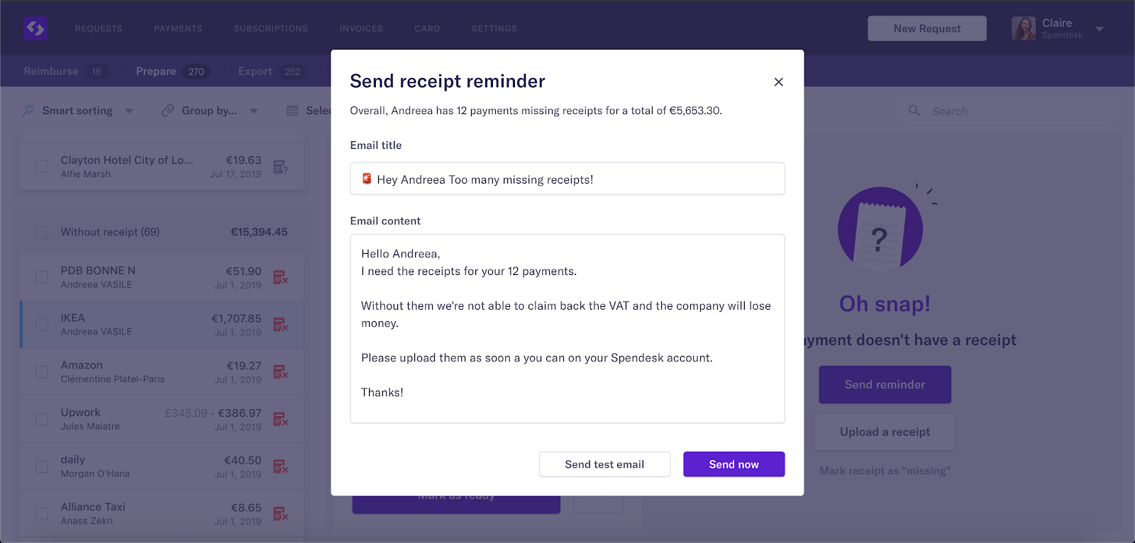 Custom-reminder-spendesk