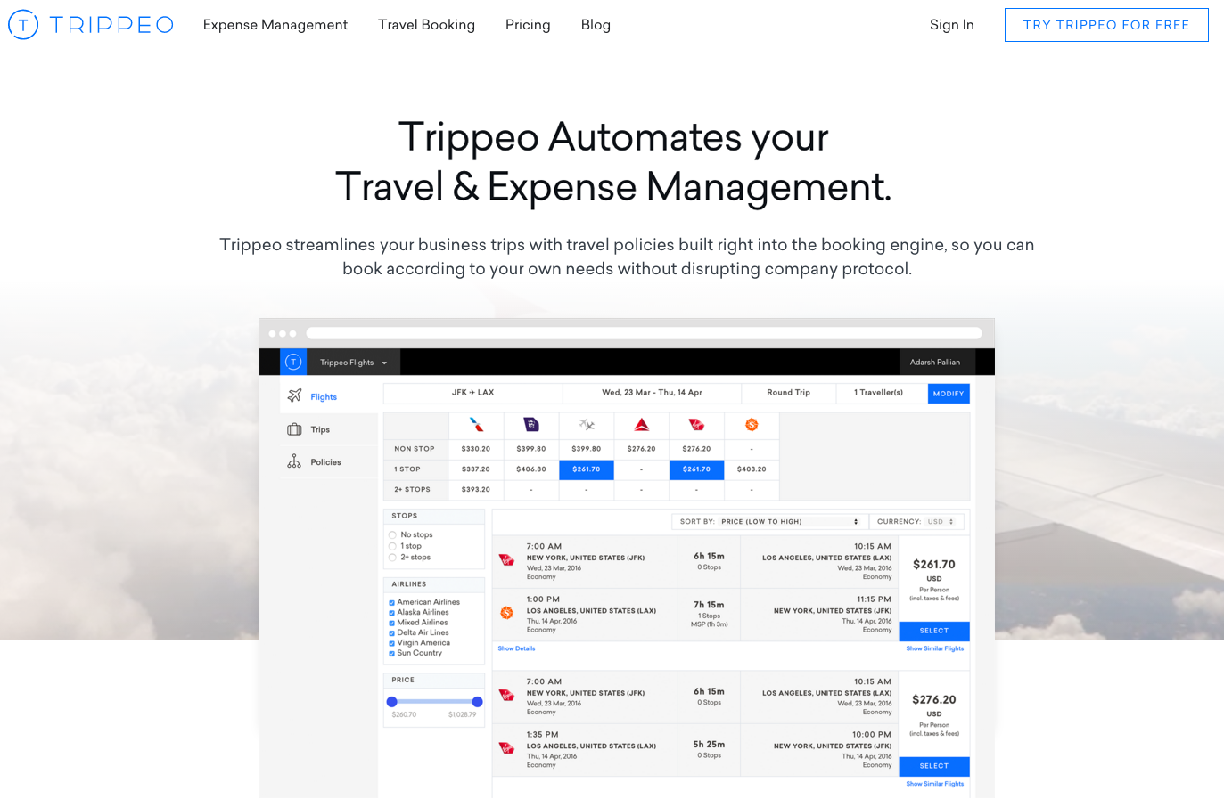 Trippeo - Tool für Dienstreisen